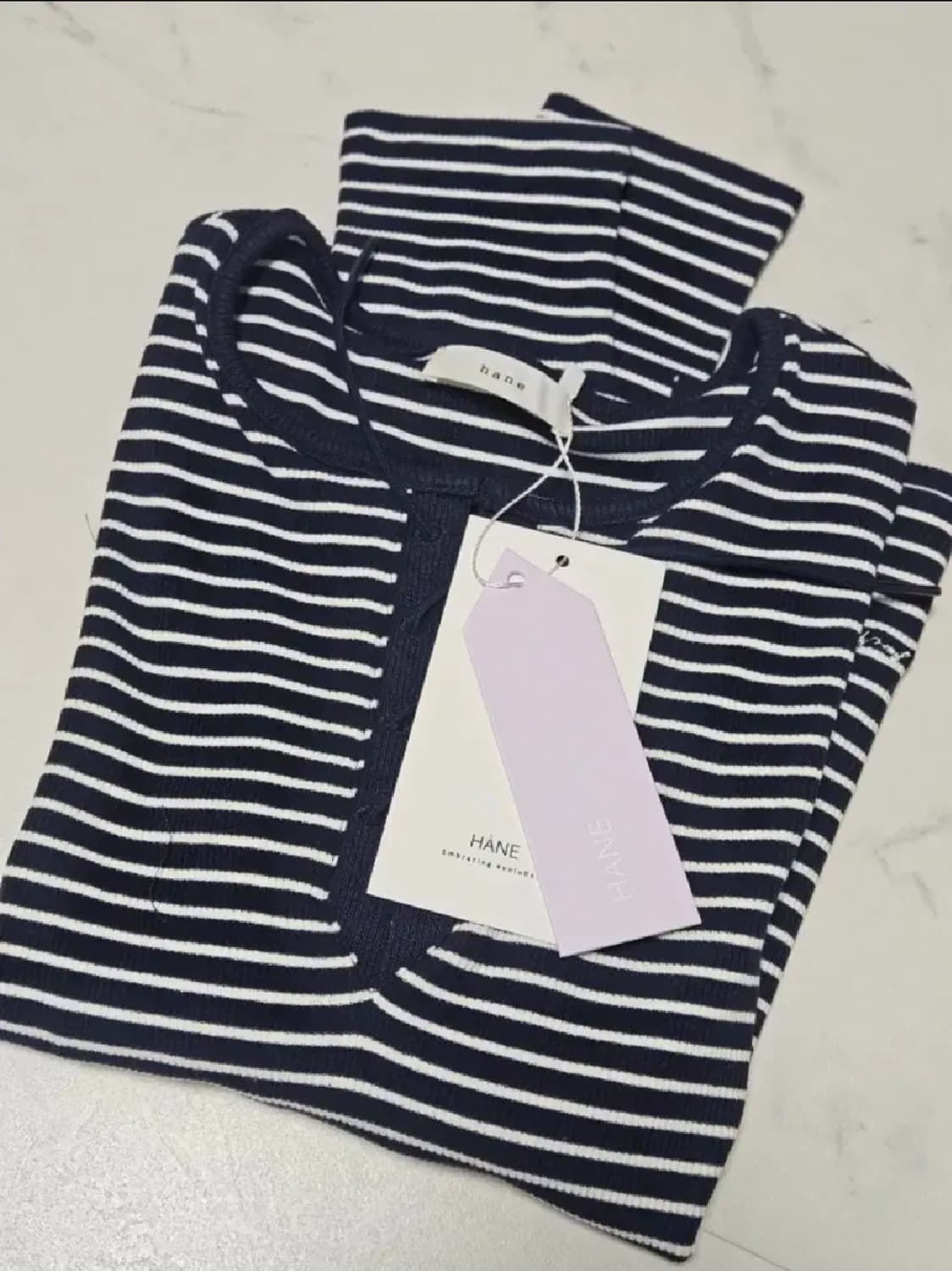 하네 스트라이프 아일릿 티셔츠 상품이미지2