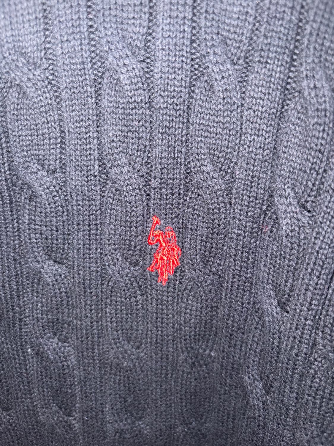 U.S. 폴로 꽈배기 카라 니트 블랙 100 상품이미지4