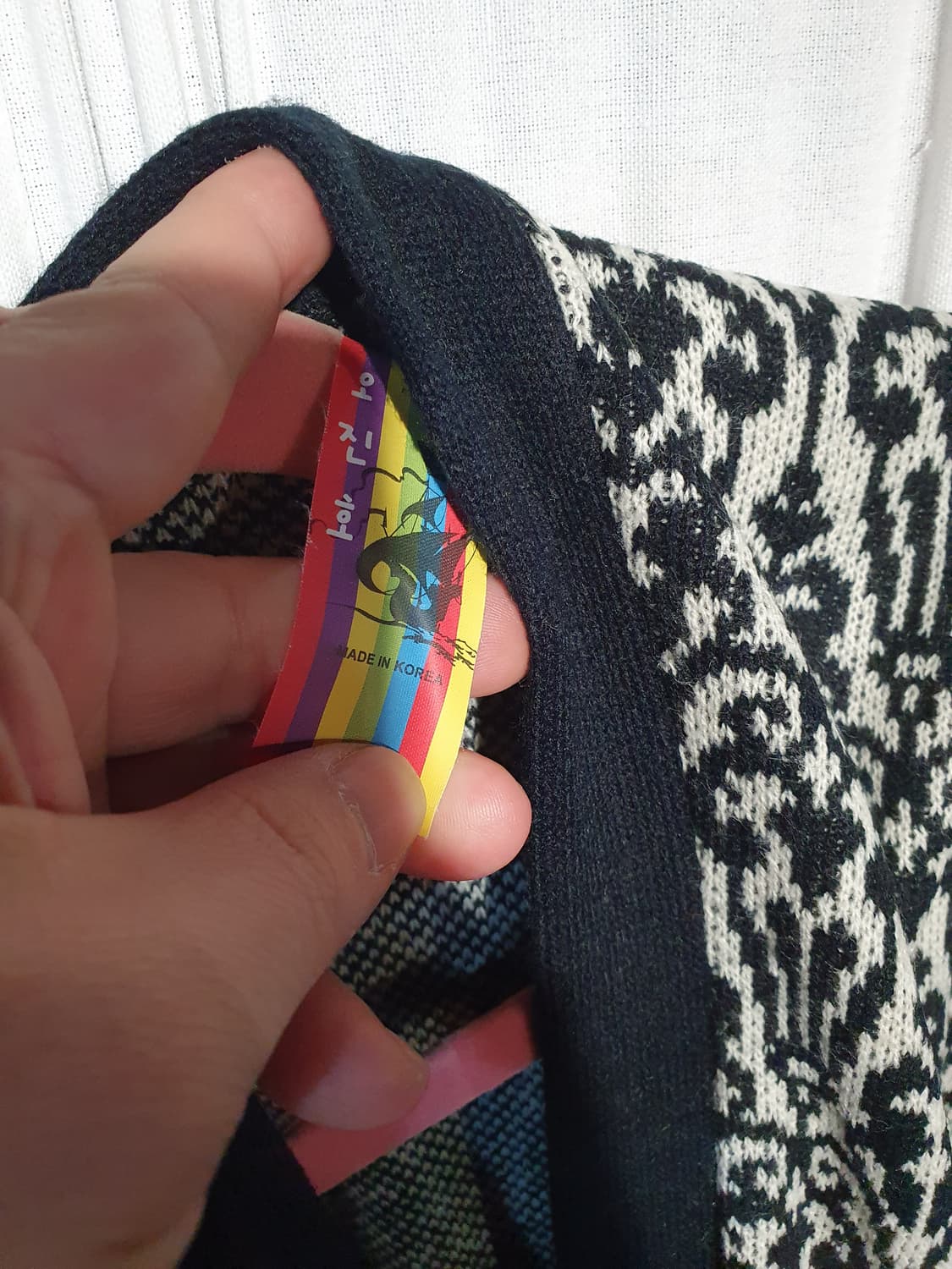 빈티지 패턴 니트 가디건 블랙/아이보리 2200320 상품이미지4