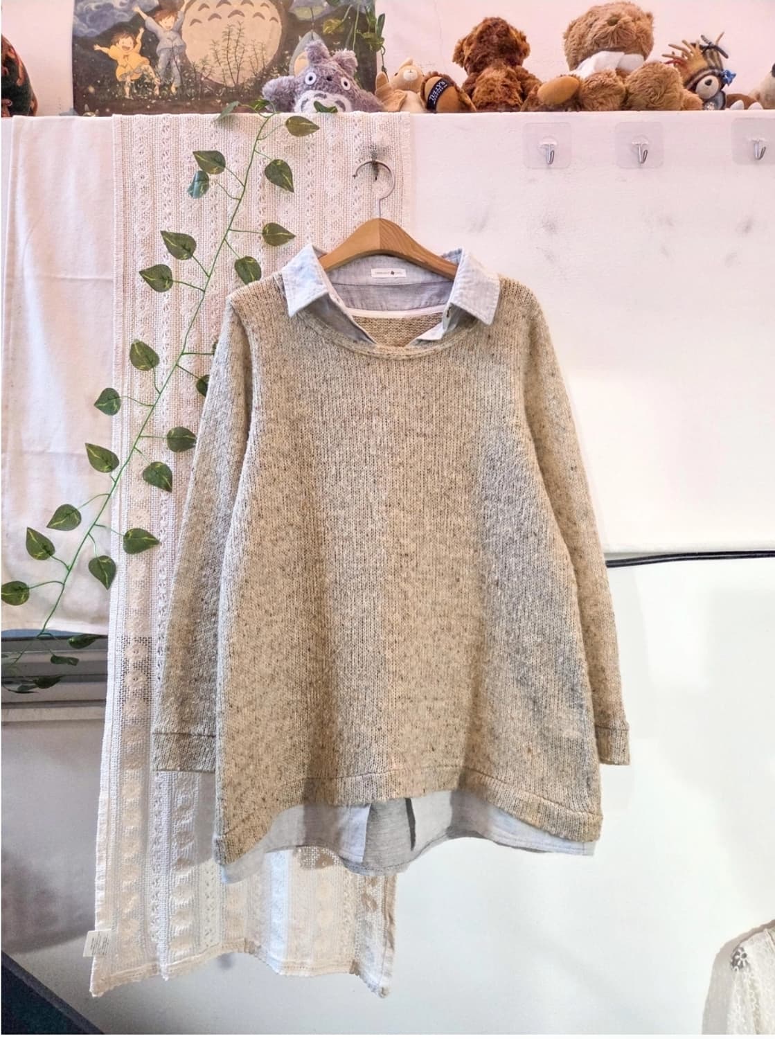 빈티지 셔츠 레이어드 니트 상품이미지1