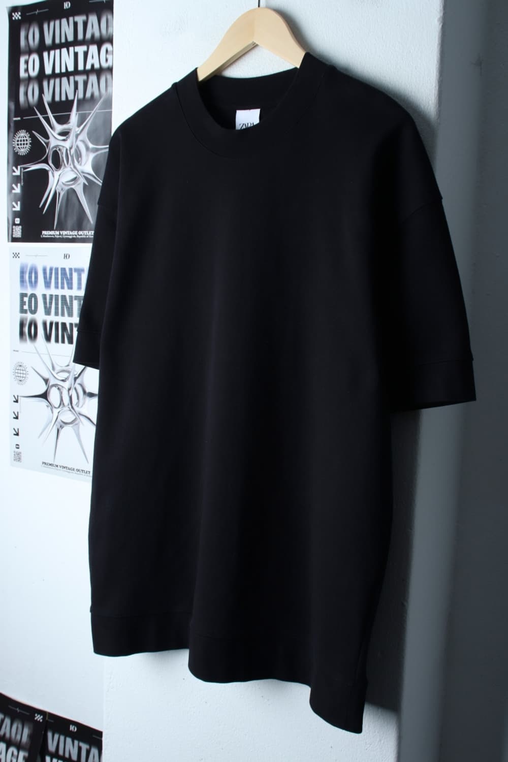 (L-2XL) 자라 반팔 티셔츠 블랙 무지 스웻 놈코어-H31711 상품이미지1
