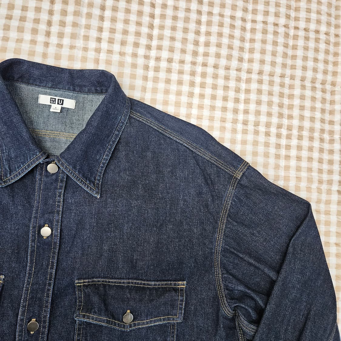 유니클로 오버핏 데님 자켓 남자100~105 상품이미지3