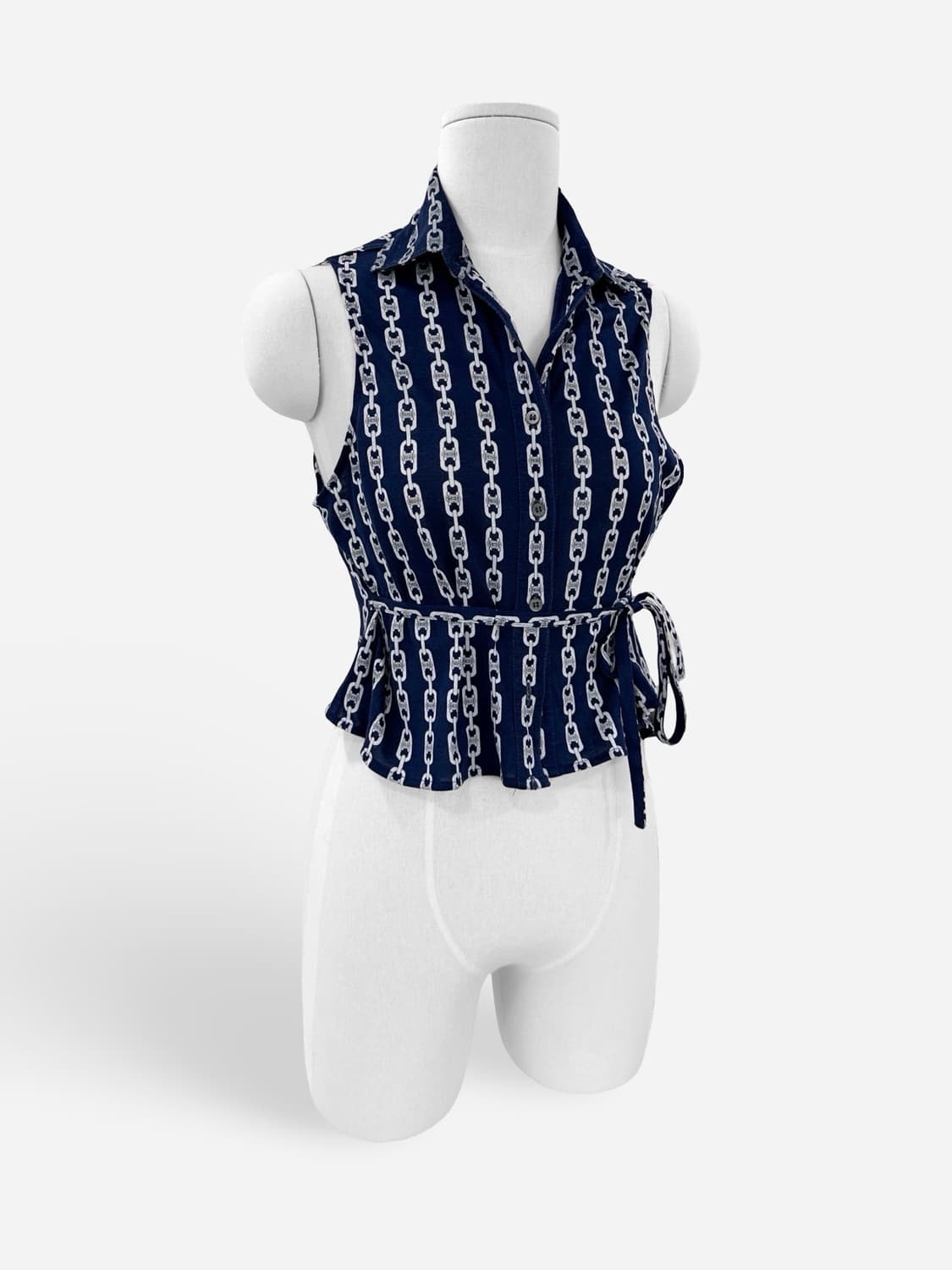 CELINE Chain Pattern Sleeveless Blouse 상품이미지1