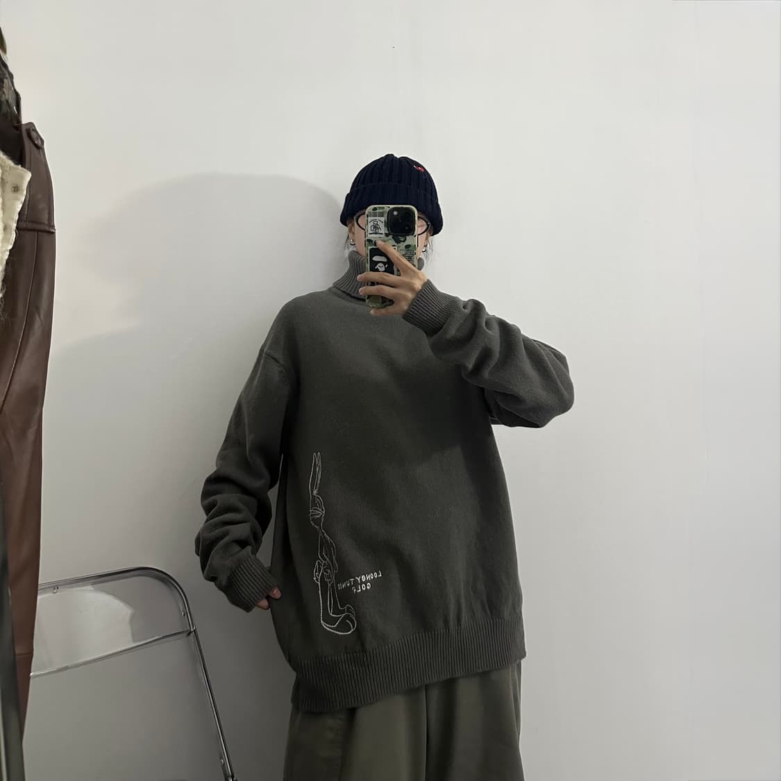 루니툰즈 램스울 목폴라 니트 상품이미지2