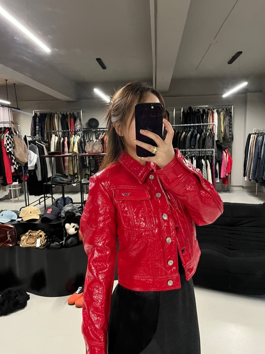 DIESEL red glossy coated jacket 상품이미지1