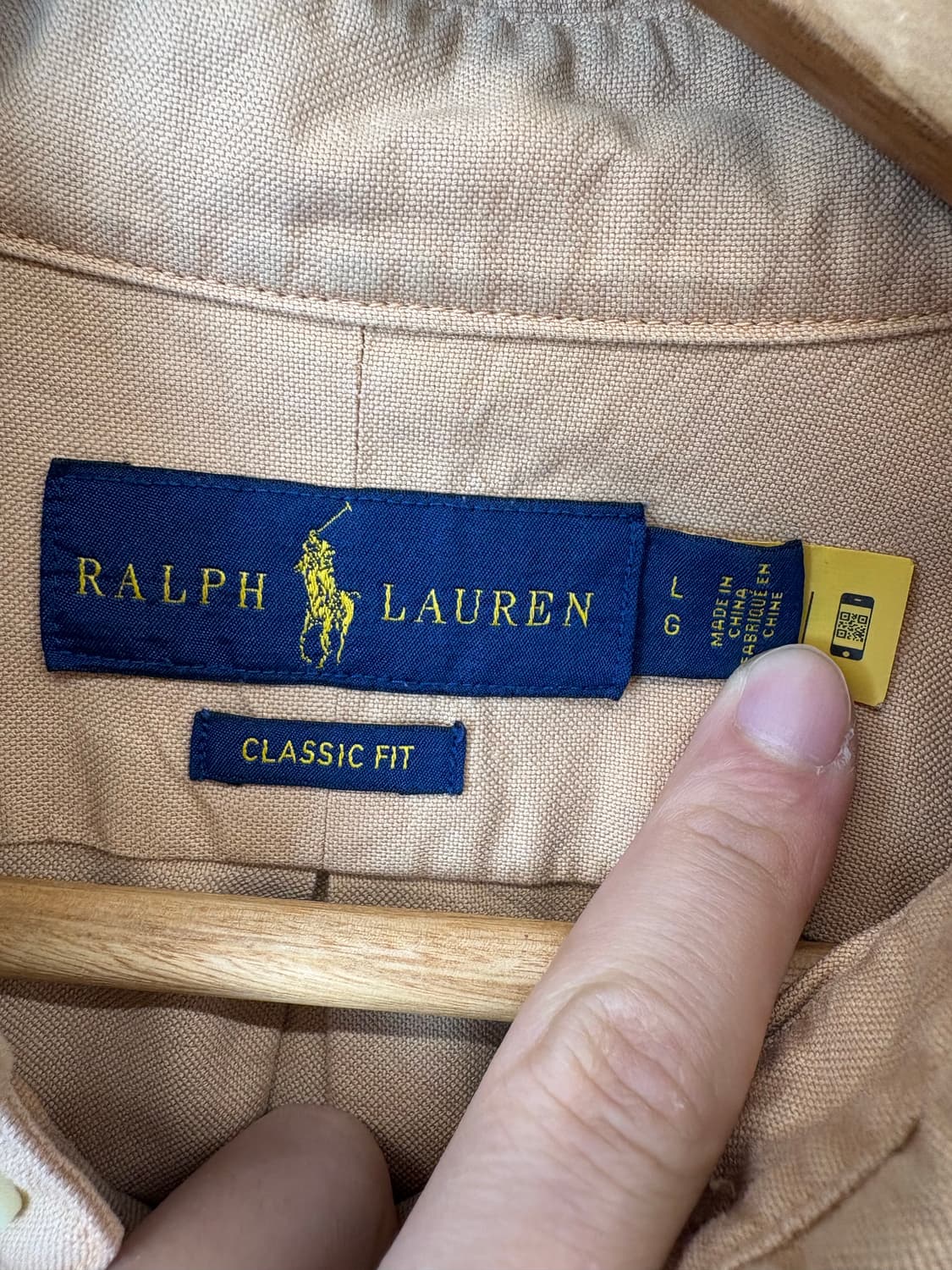 폴로랄프로렌 큐알라벨 가먼트 다이 셔츠 베이지 상품이미지5