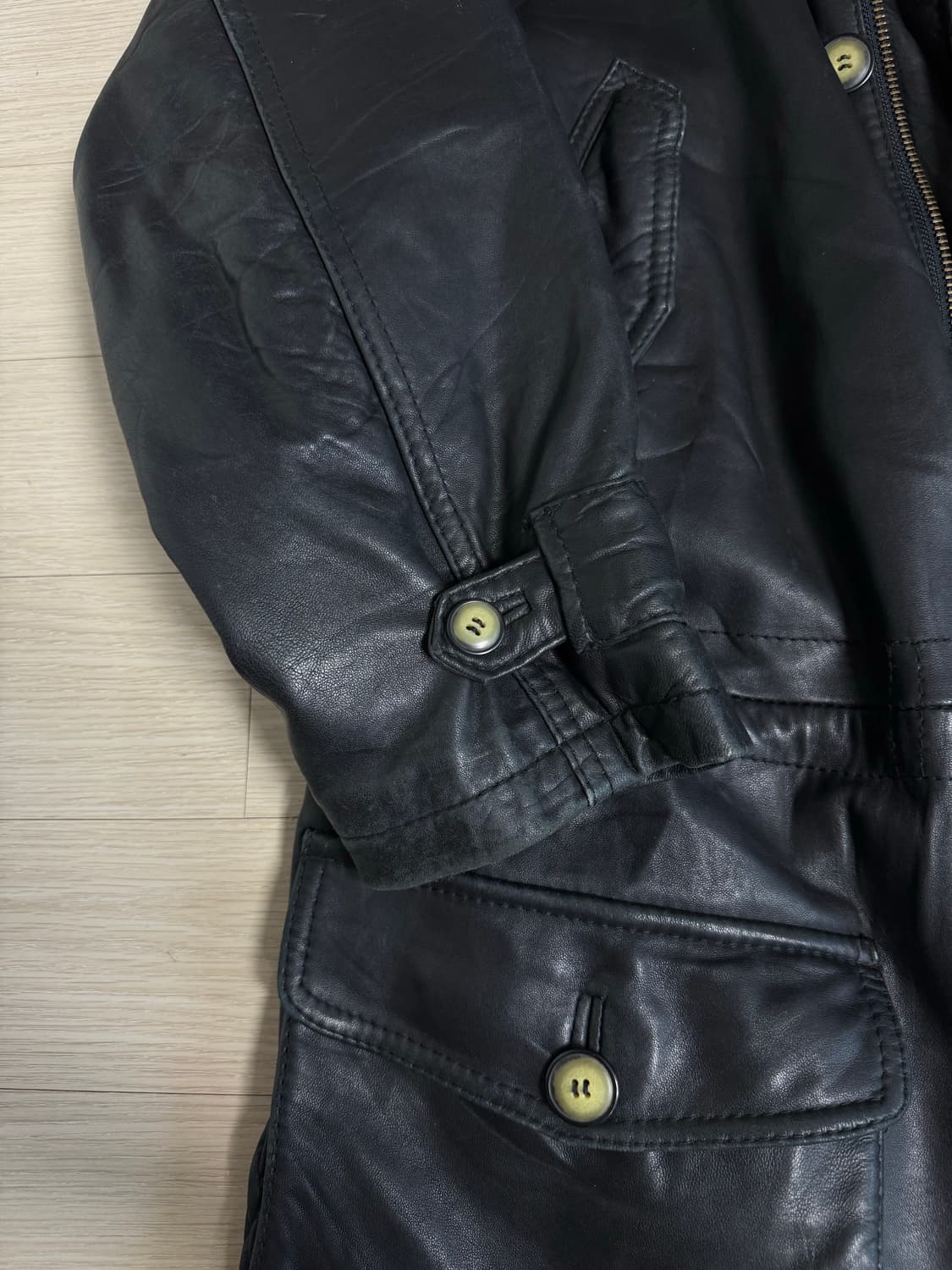 빈티지 양가죽 후디드 재킷 상품이미지2