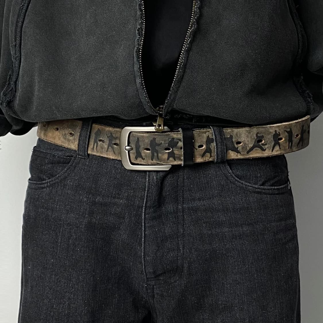 VINTAGE distressed wash graphic belt 상품이미지5