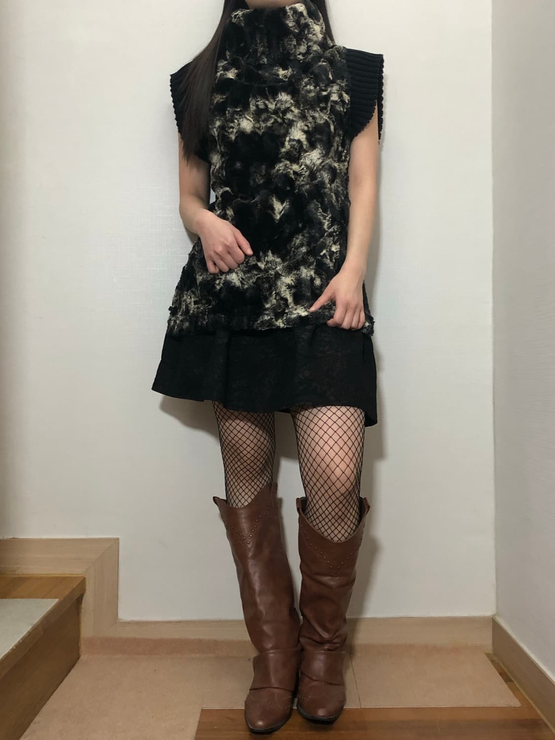 빈티지 마블 패턴 퍼 니트 상품이미지7