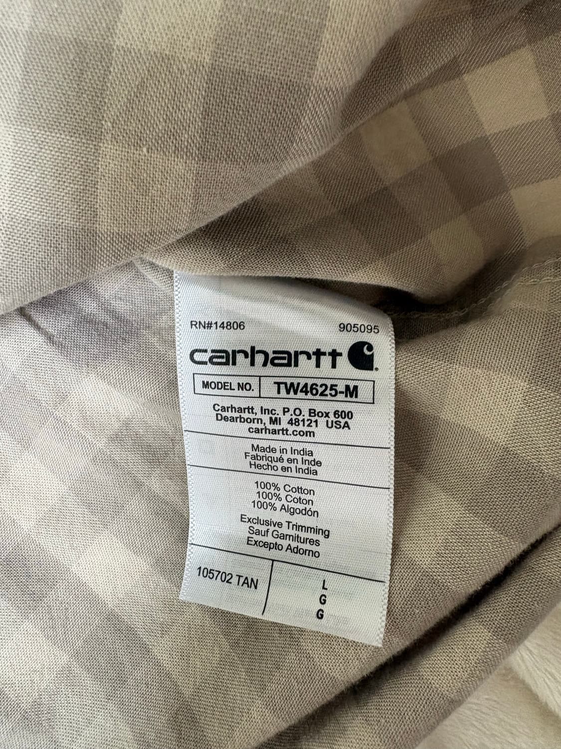 칼하트 워크웨어 체크 반팔 셔츠 / L 상품이미지4