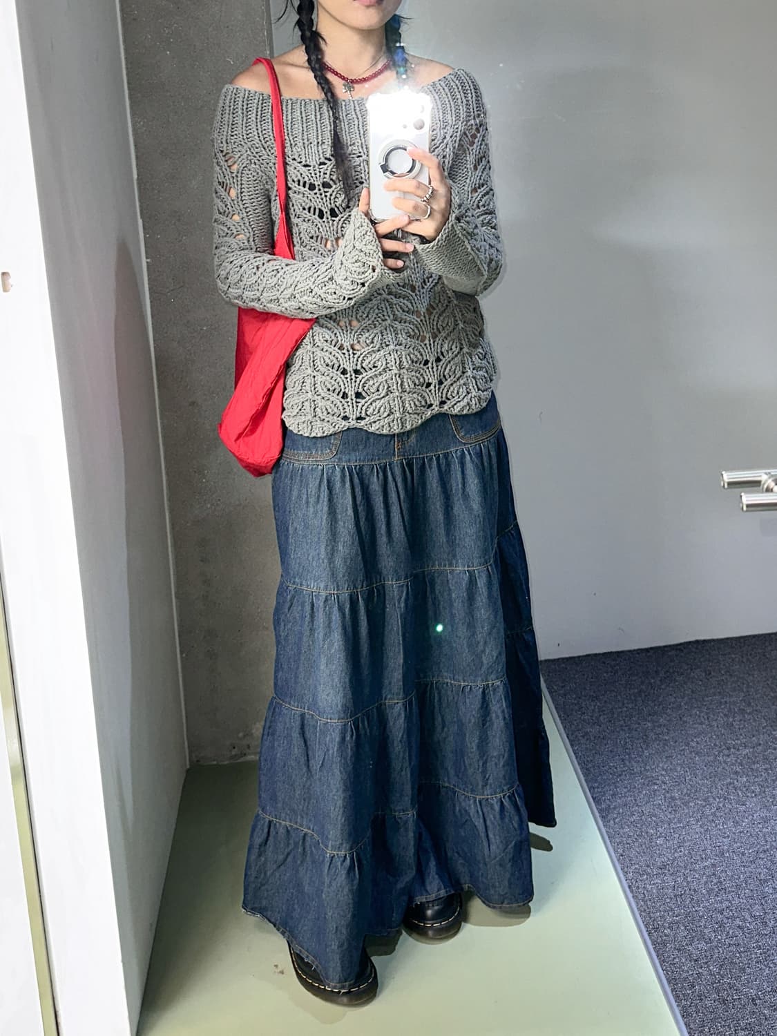 gray off knit top 상품이미지2