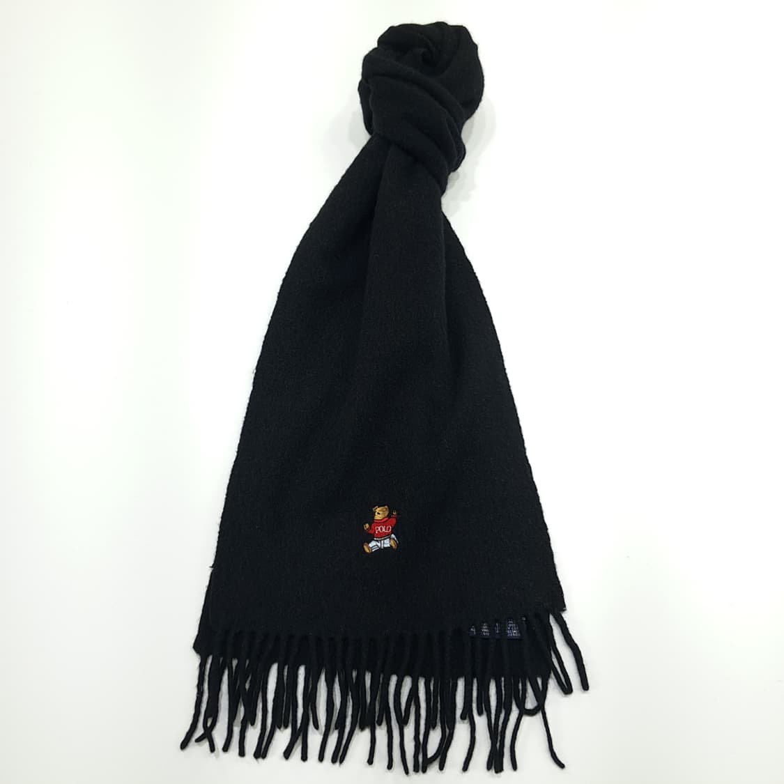 MX295 폴로 랄프로렌 블랙 폴로베어 램스울 목도리 머플러 상품이미지1