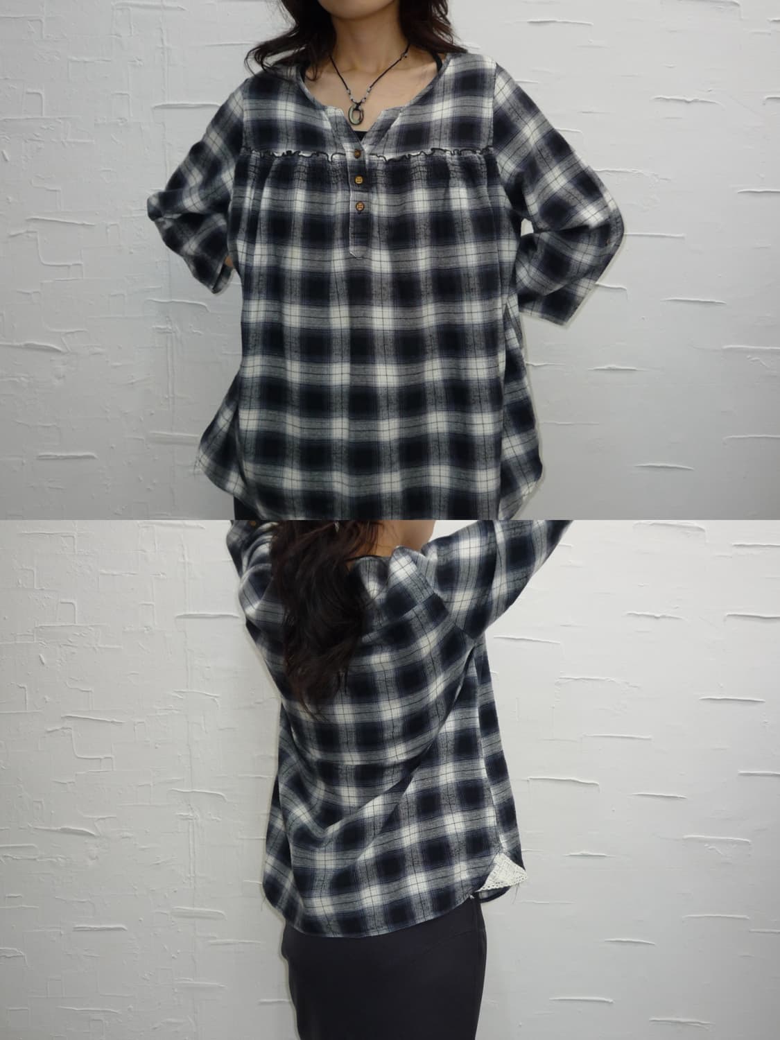 Vintage check blouse 상품이미지2