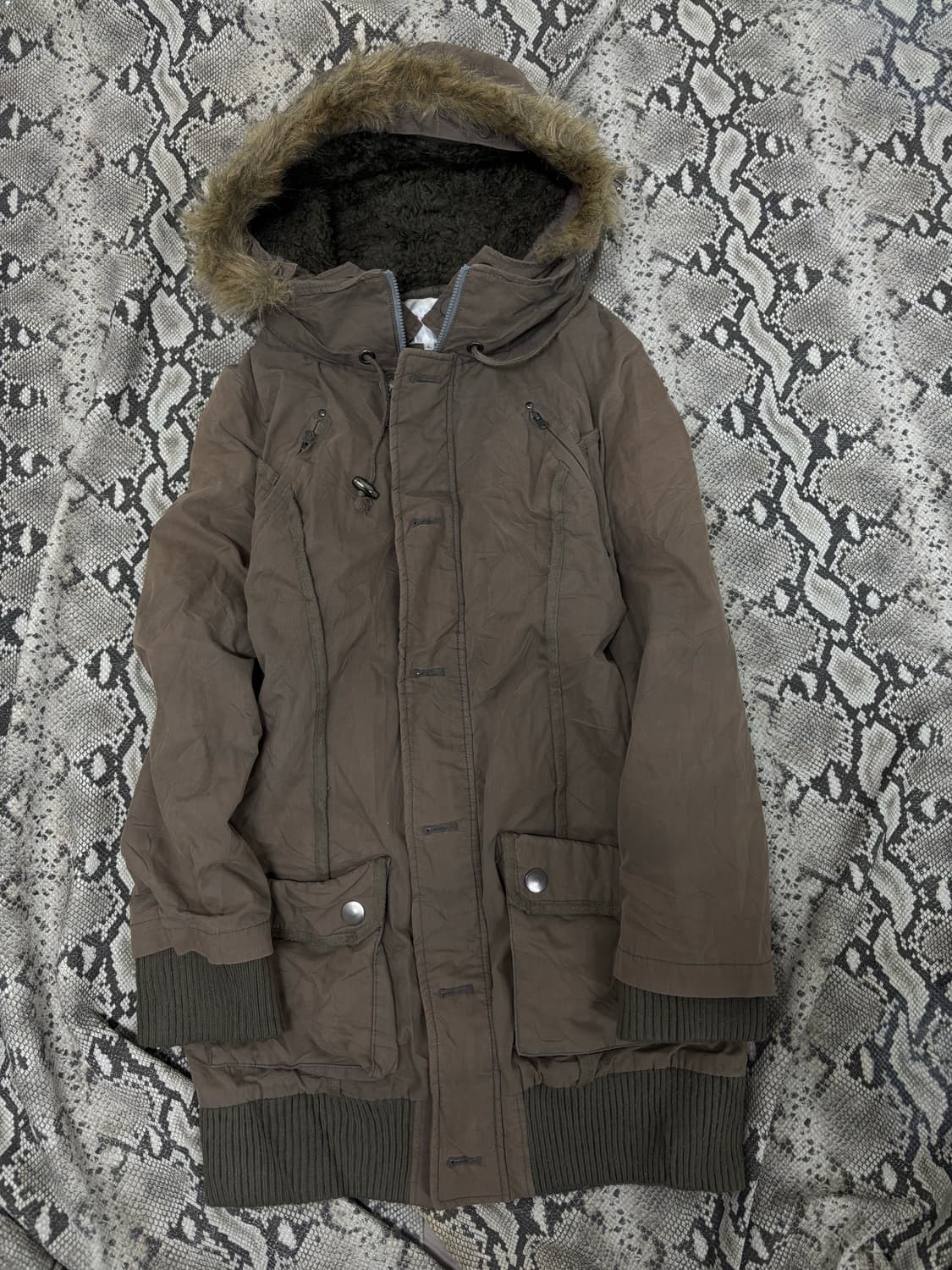 [COLZA]Grunge Mood Fur Khaki Parka 상품이미지5