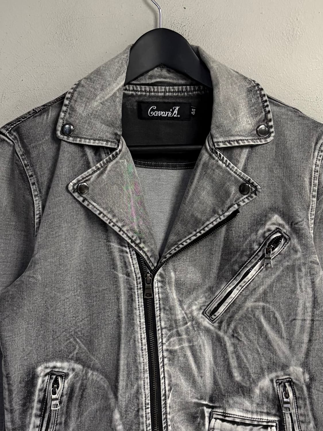 CAVARIA grey denim riders jacket  상품이미지3