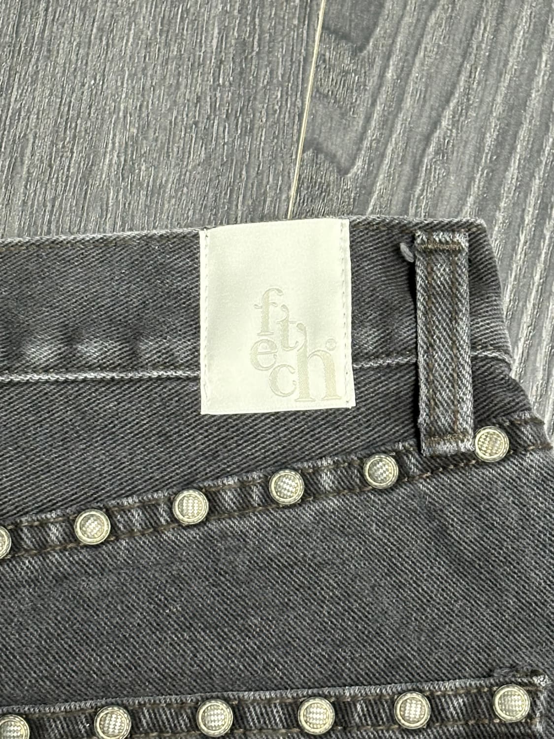 (M) 페치선데이 스터드 스트레이트 데님 팬츠 그레이 상품이미지4