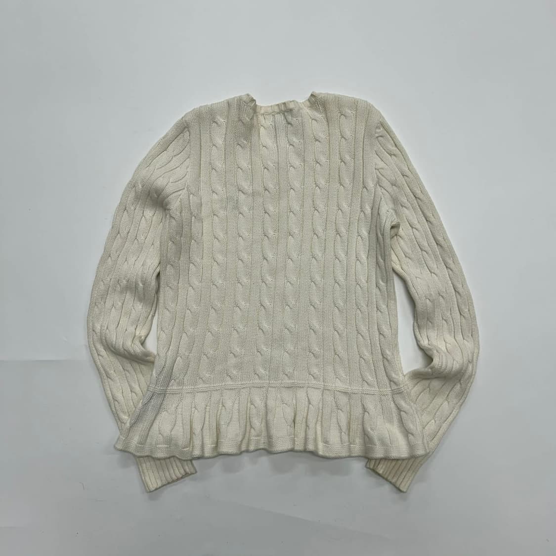 폴로 랄프로렌 화이트 케이블 프릴 핀터깔 니트 가디건(XL) 상품이미지3