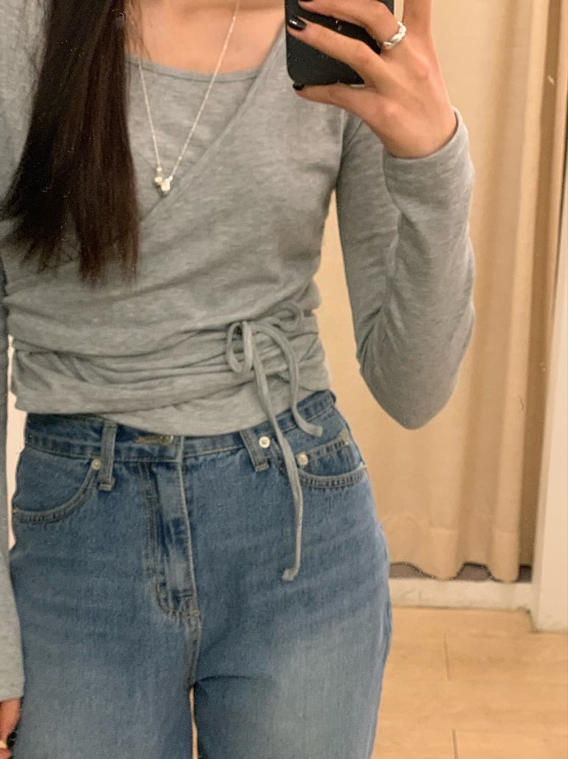 클마로 klmaroe 키드 기모 랩 리본 발레코어 티셔츠 상품이미지3