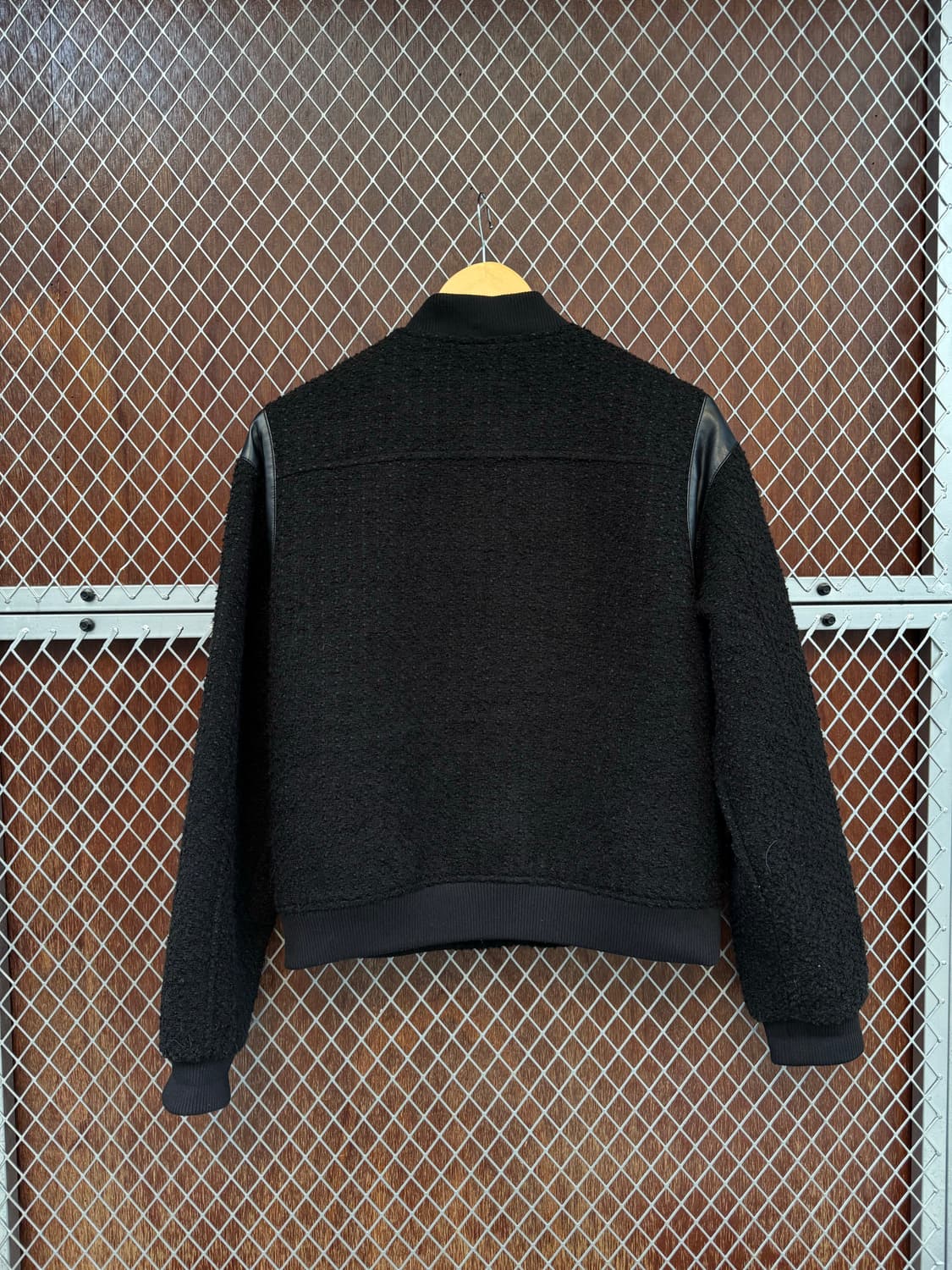 ouro 아우로 트위드 부클 울 봄버자켓 레더 배색 블루종 자켓 상품이미지10