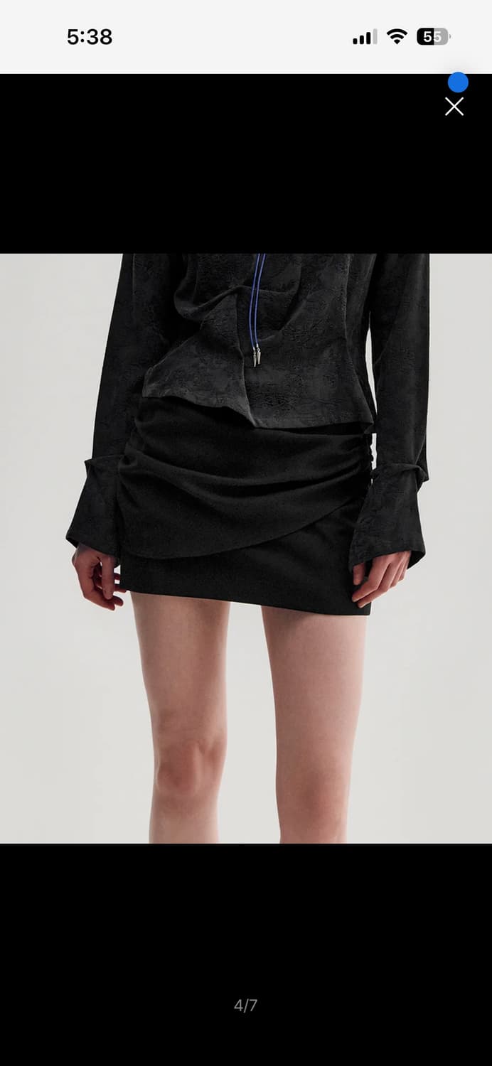 킴지수 드레이프 레이어드 미니 스커트 블랙 S 상품이미지3