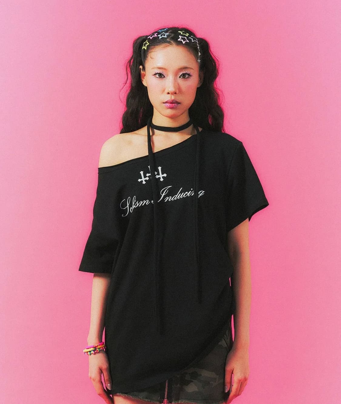 스키즘 인듀싱 CROSS STRING T SHIRT BLACK 상품이미지1