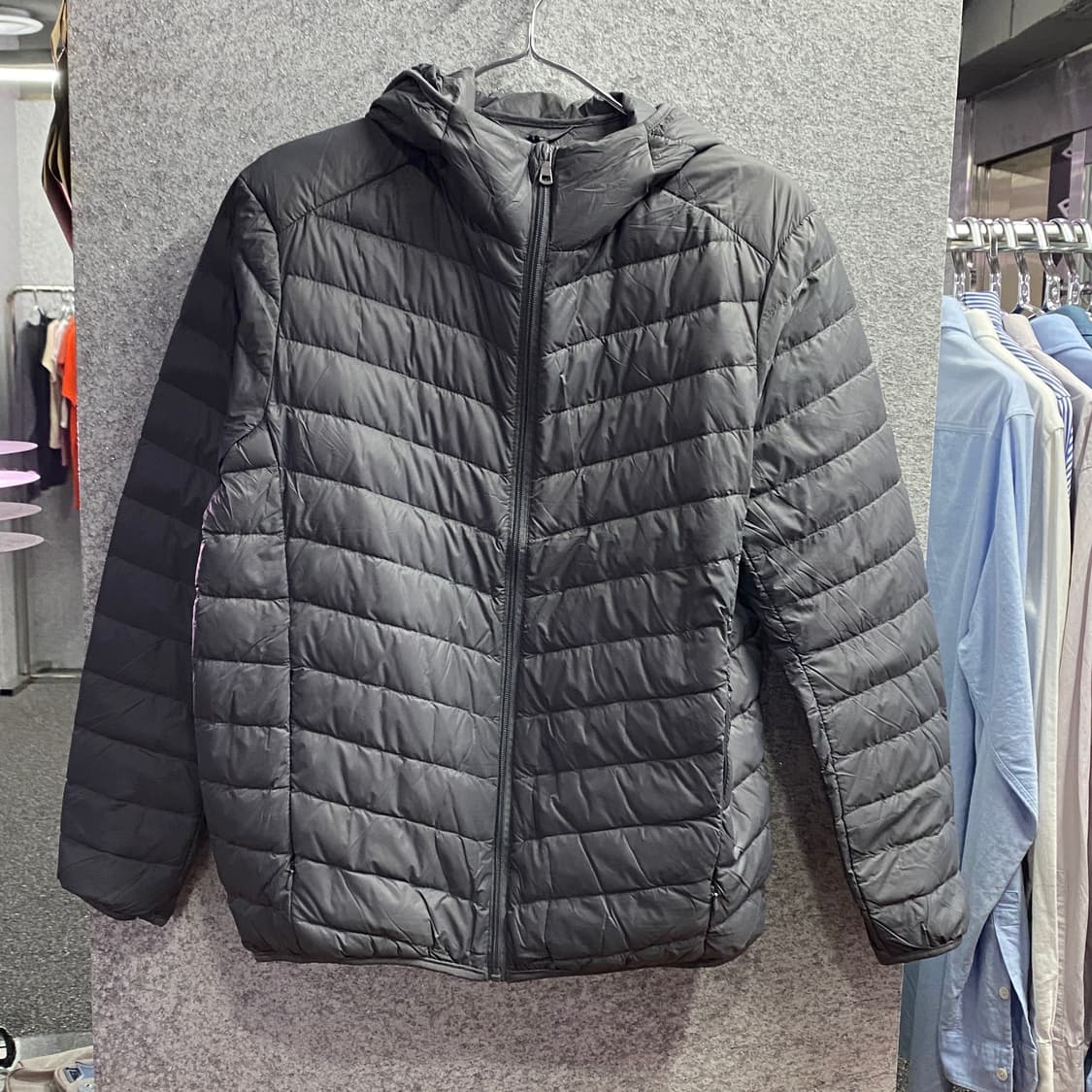 빈티지 그레이 후디 경량패딩 B3455 상품이미지2