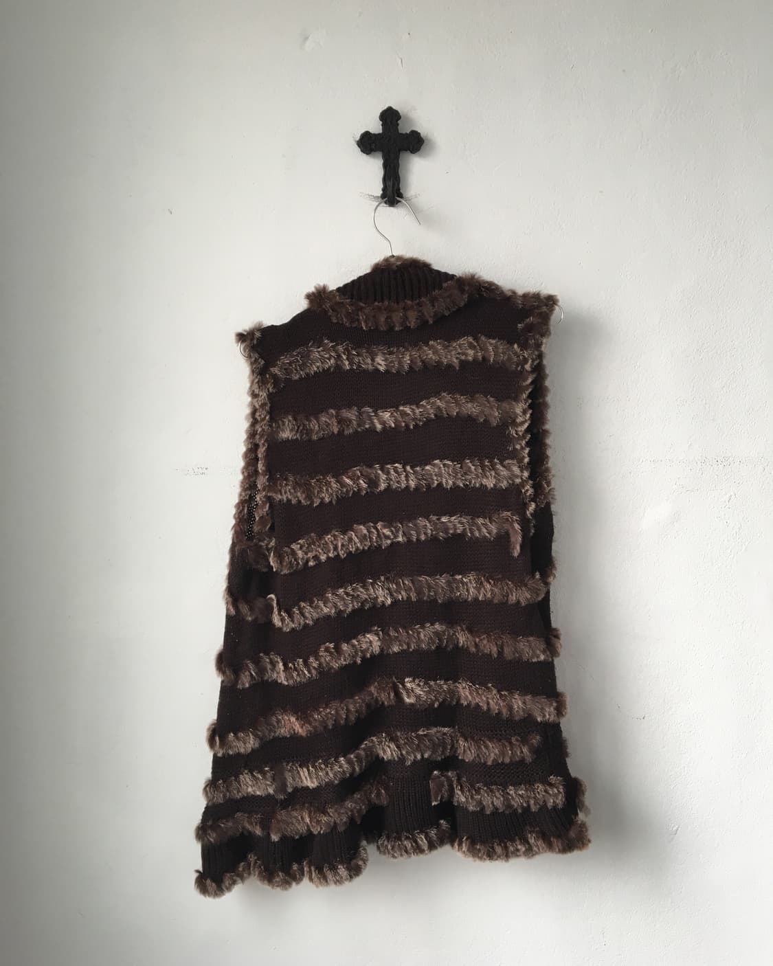Fur trimming knit open vest 상품이미지3