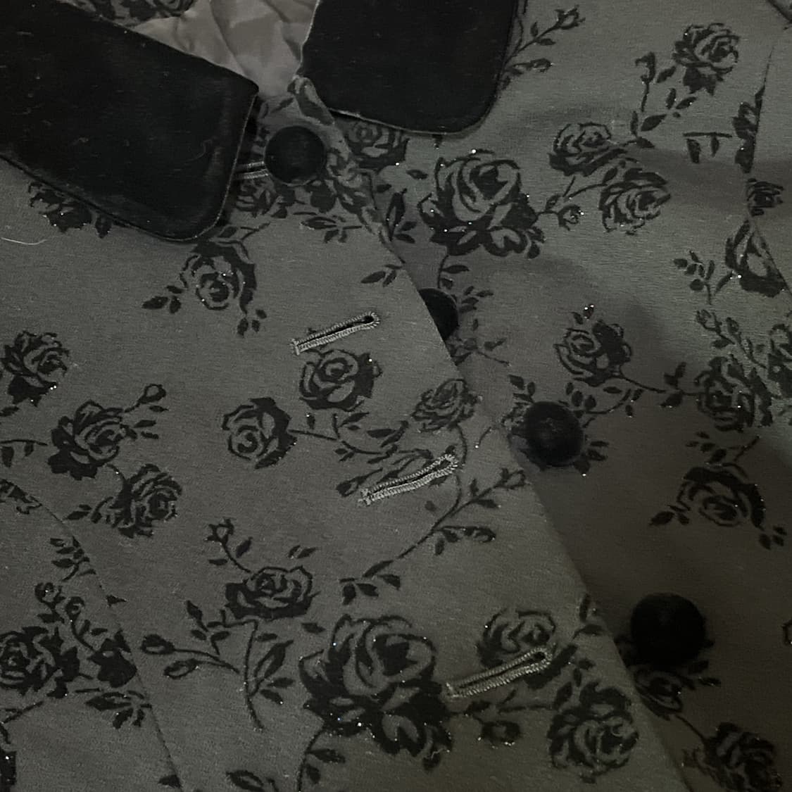 빈티지 ) 플라워벨벳 블랙자켓 상품이미지3