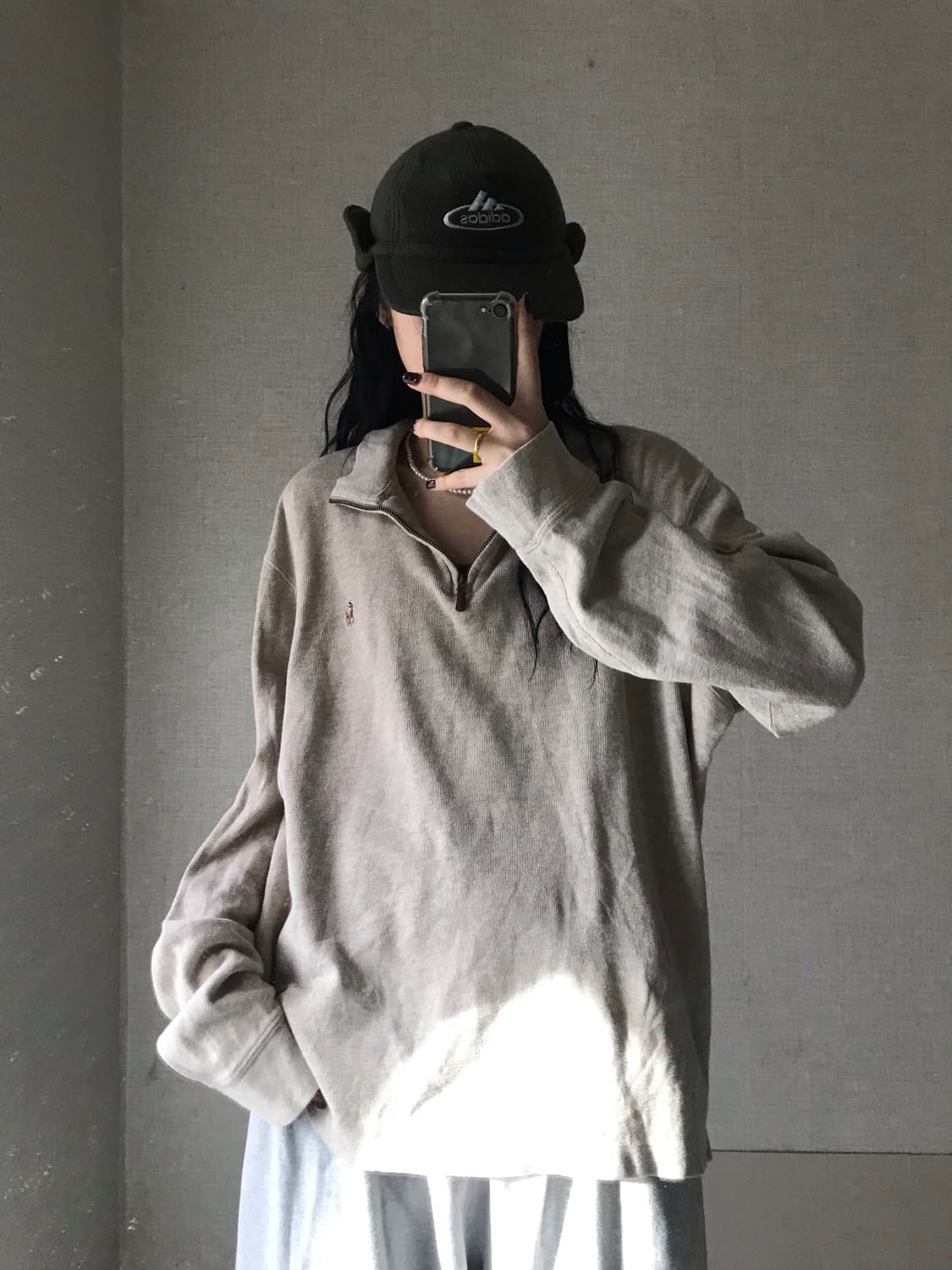 폴로 오트밀 오버핏 반집업 상품이미지1
