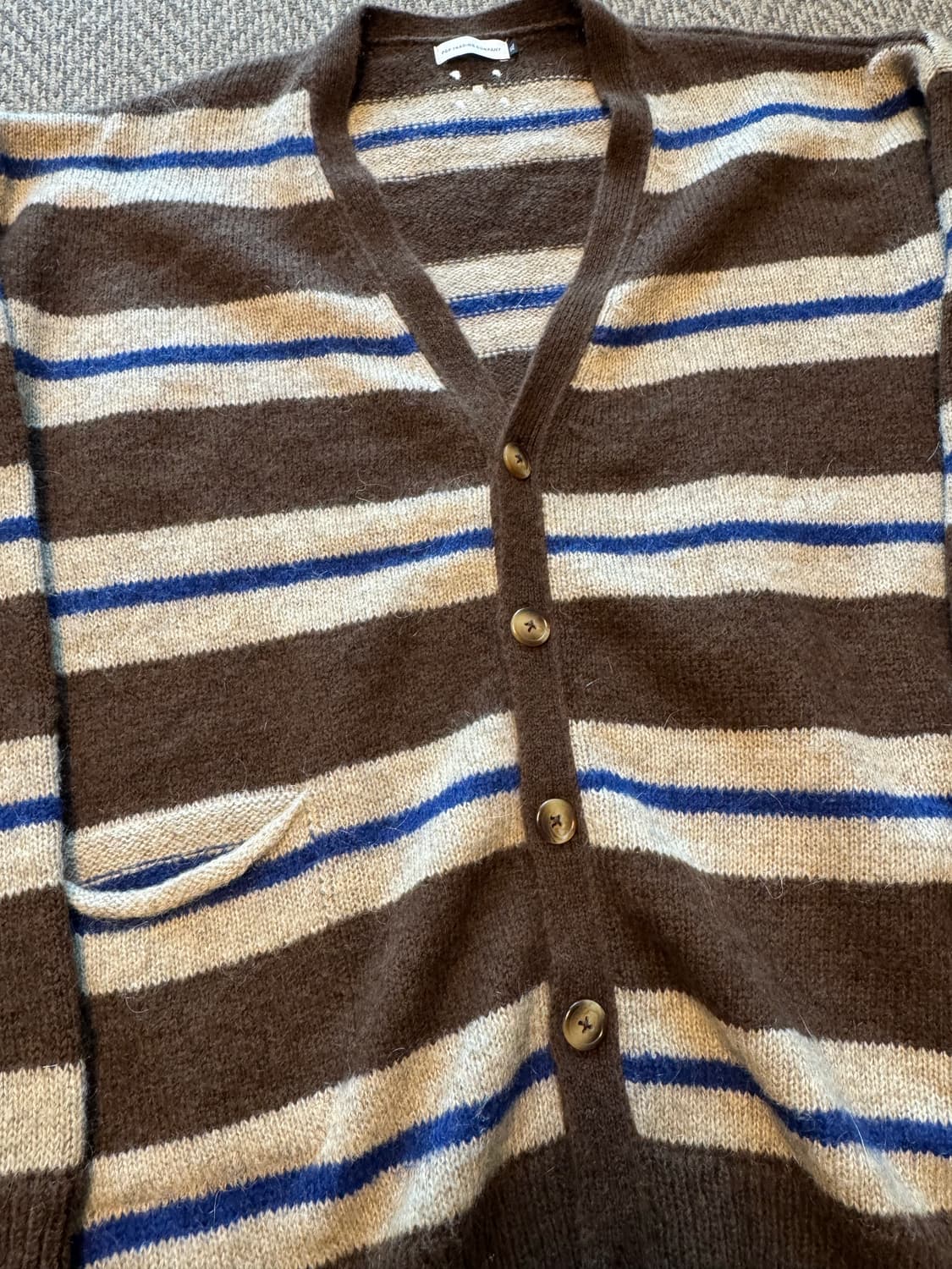 팝트레이닝 컴퍼니 스트라이프 니티드 가디건 브라운 XL 상품이미지6