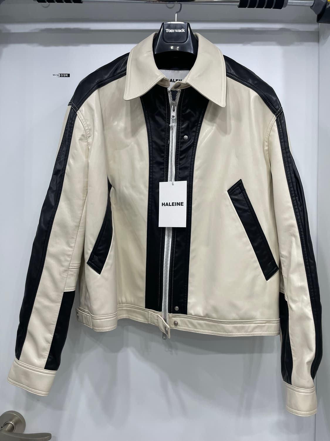 (새상품)알렌느 3d  바이커 디테일 리사이클 레더 레이싱 자켓 상품이미지2