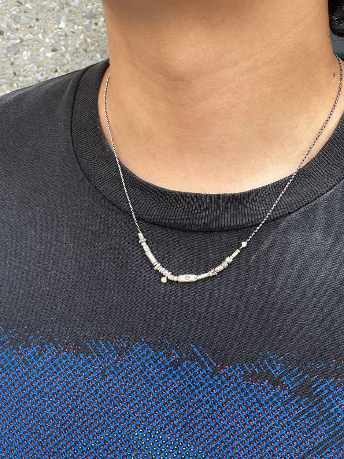 Musta karensilver mix necklace 상품이미지5