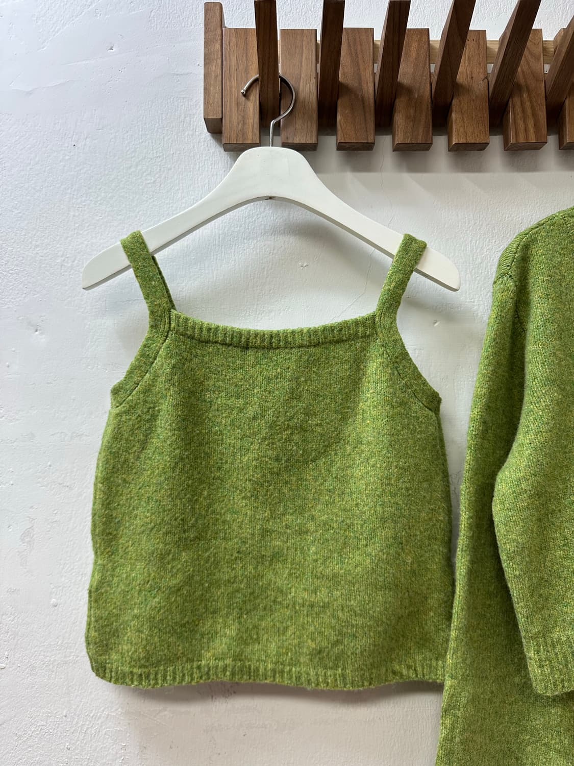 💚일본빈티지 멜란지 그린 니트 뷔스티에 & 니트 투피스 셋업 상품이미지2