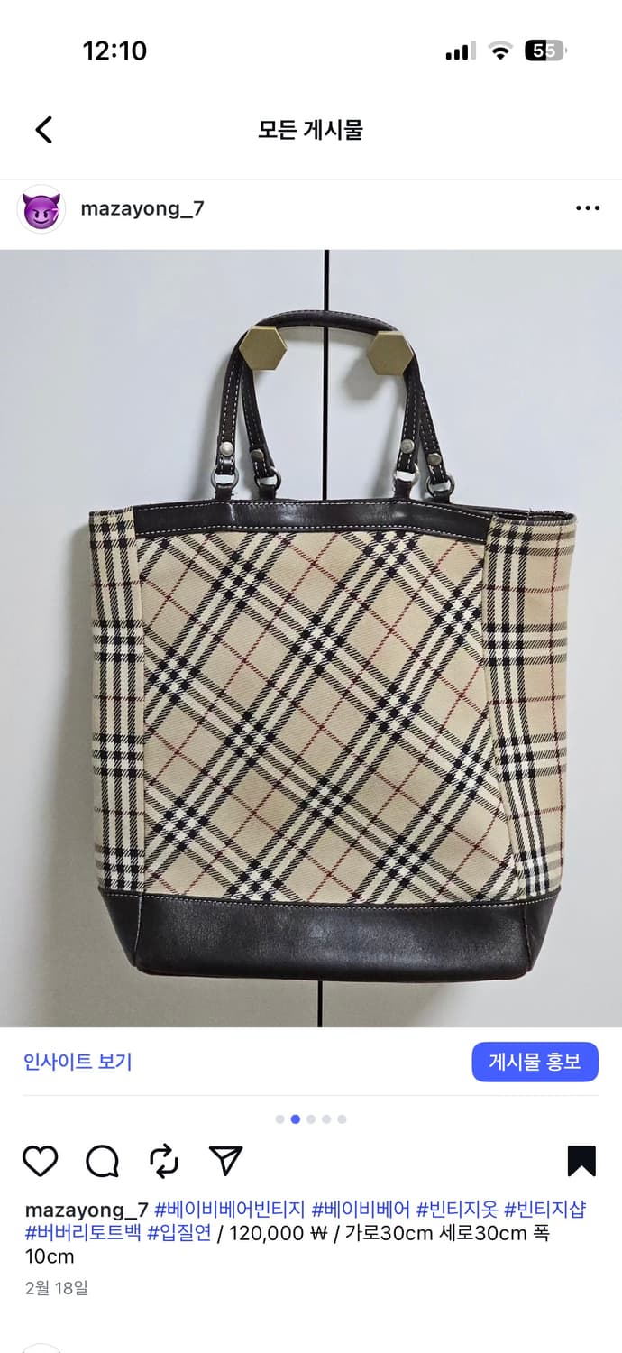 버버리 노바체크 토트백 가방 상품이미지2