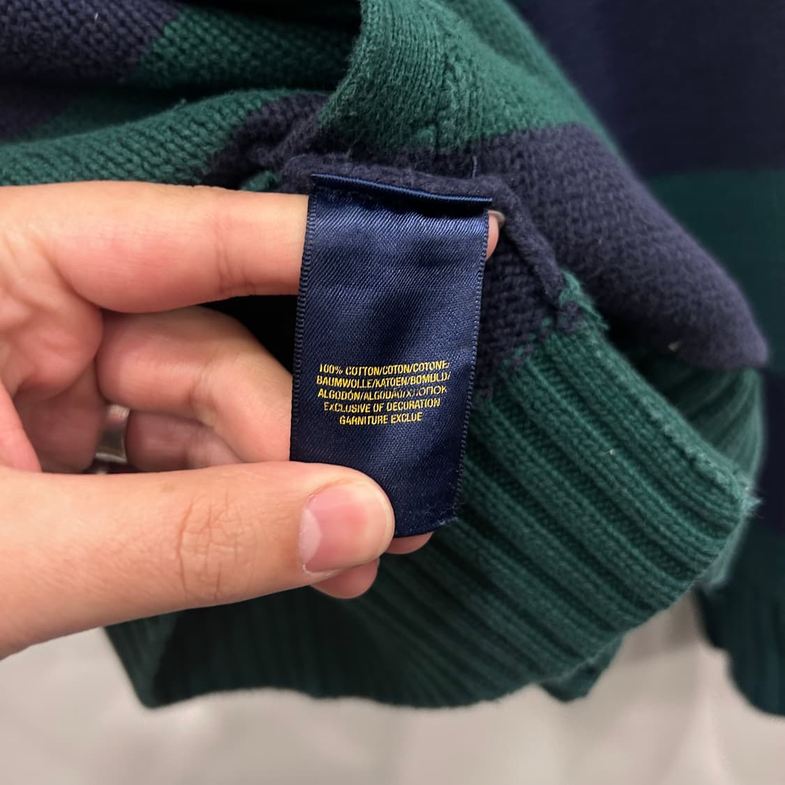 폴로 랄프로렌 스몰포니 배색 스트라이프 니트집업 상품이미지4