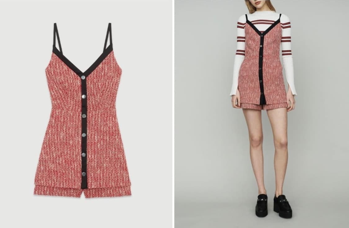 마쥬 블랙핑크 지수 트위드 점프수트 드레스 원피스 1 상품이미지6