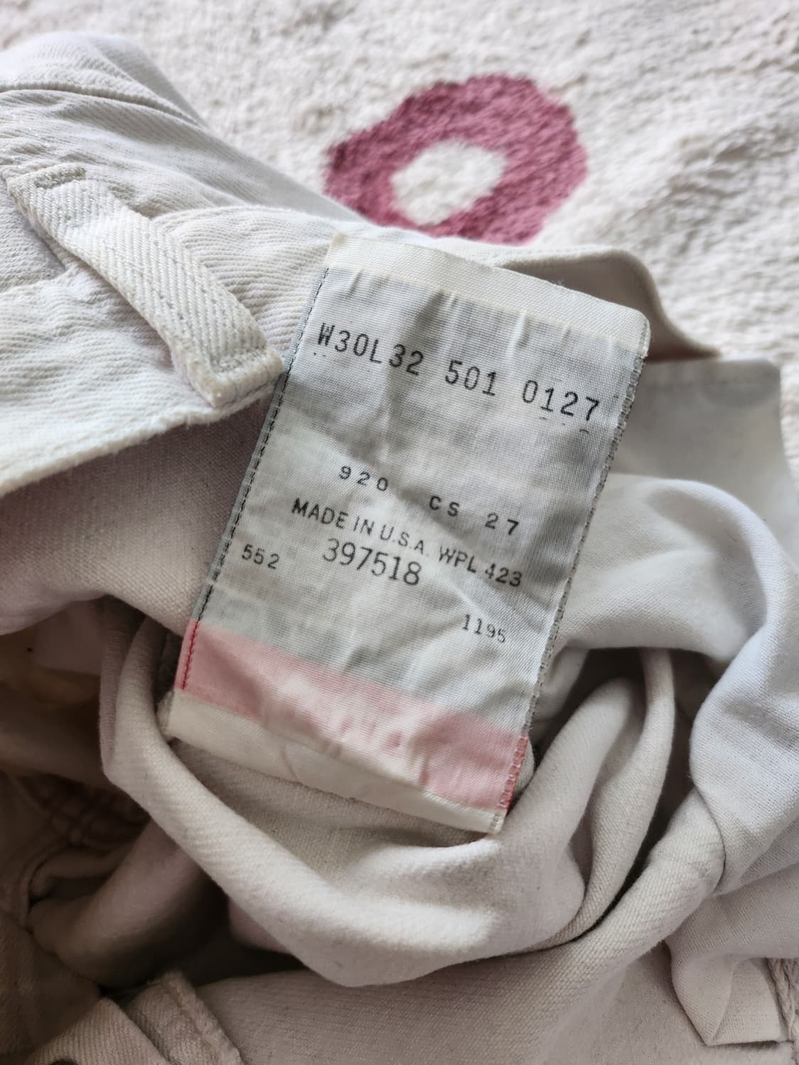 90's 리바이스 501 화이트 데님 상품이미지6