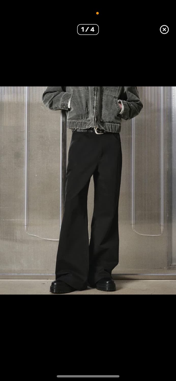 엘무드 [48]스터디 와이드 플레어 치노 팬츠 블랙 상품이미지1