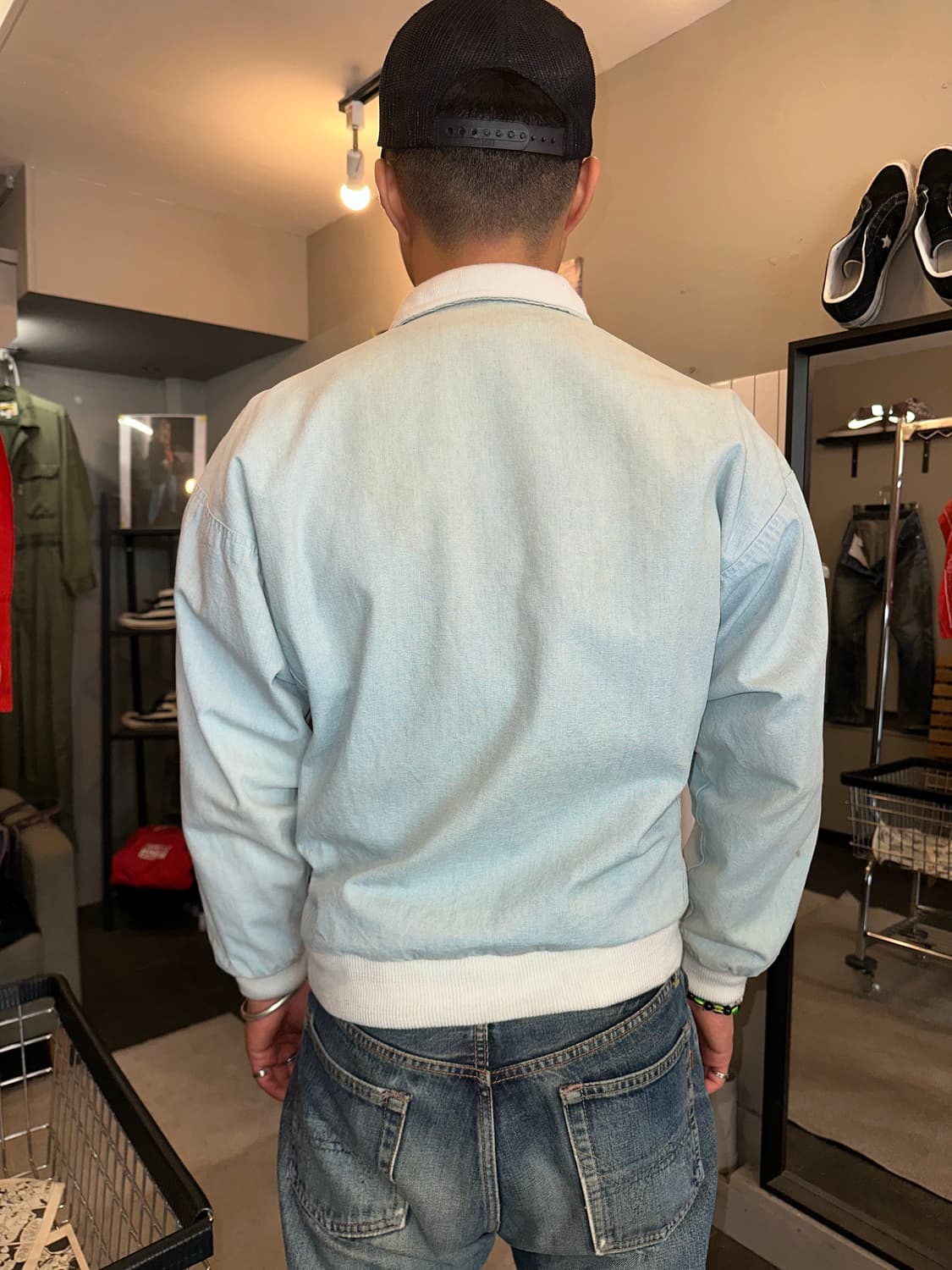 90’s American denim wash boomber jacket 상품이미지8