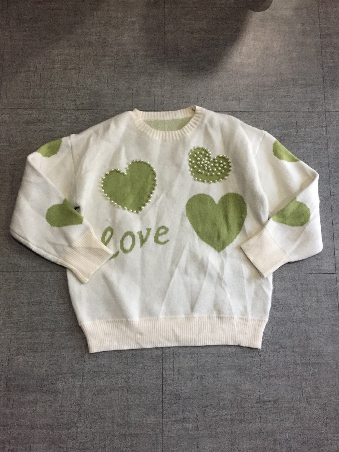 일본빈티지 하구미모리걸 할메카지페어리 하트진주 루즈핏니트스웨터 상품이미지1