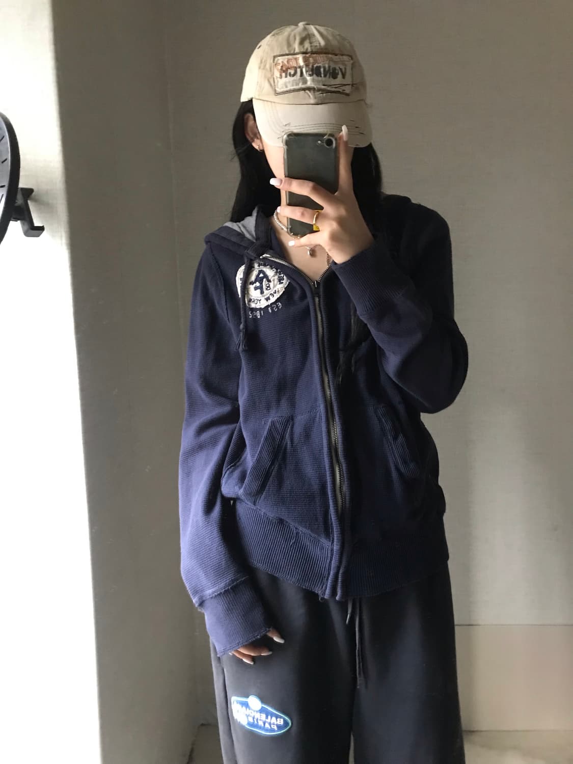 아베크롬비 네이비 와플 니트집업 상품이미지4