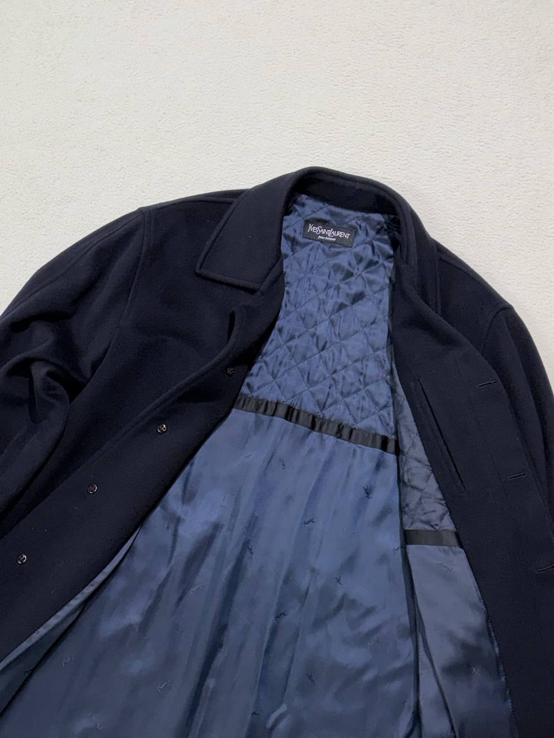 입생로랑 캐시미어 혼방 싱글 코트 네이비 95-100 상품이미지3