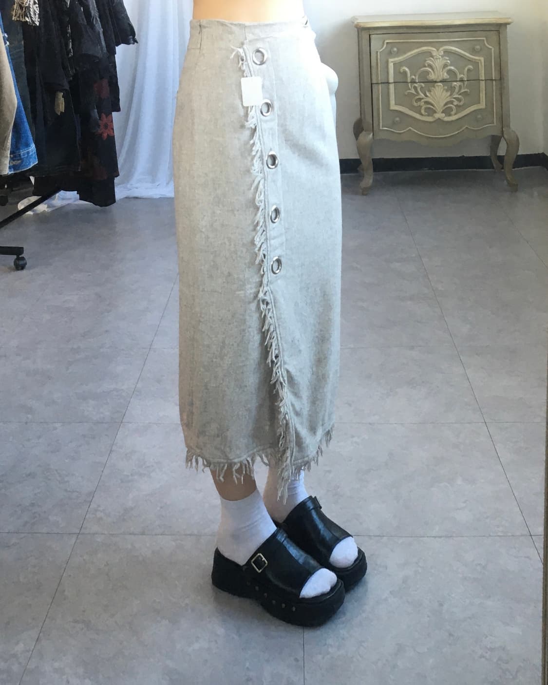 Fringe button point skirt 상품이미지6