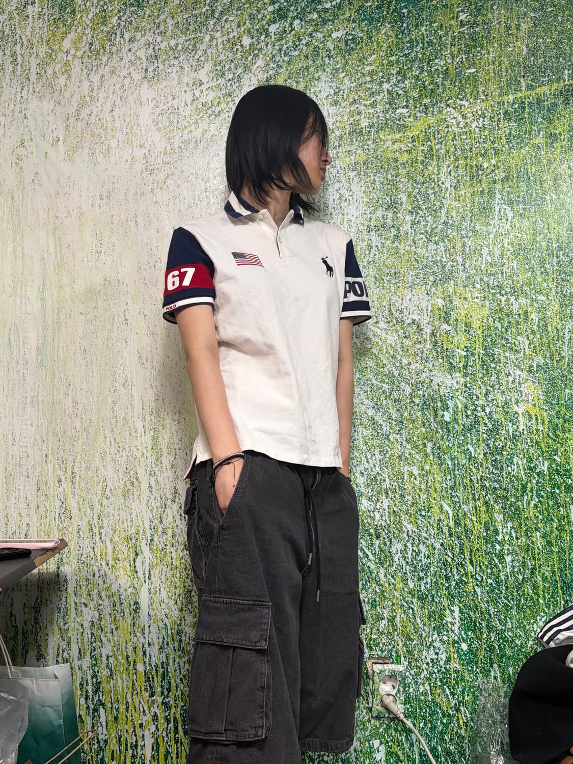 폴로 대대장 빅포니 치프키프 USA 1967 화이트 반팔 카라 티셔츠 M 상품이미지5