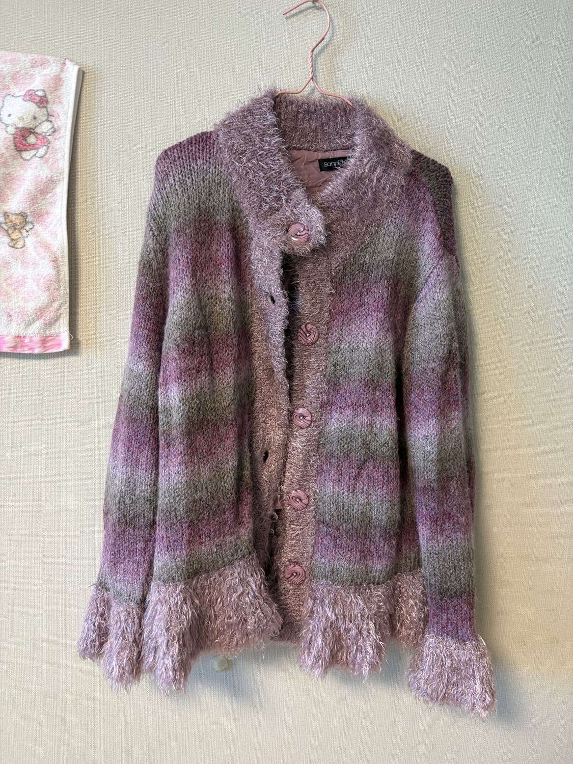 핑크 배색 코트 자켓 상품이미지1