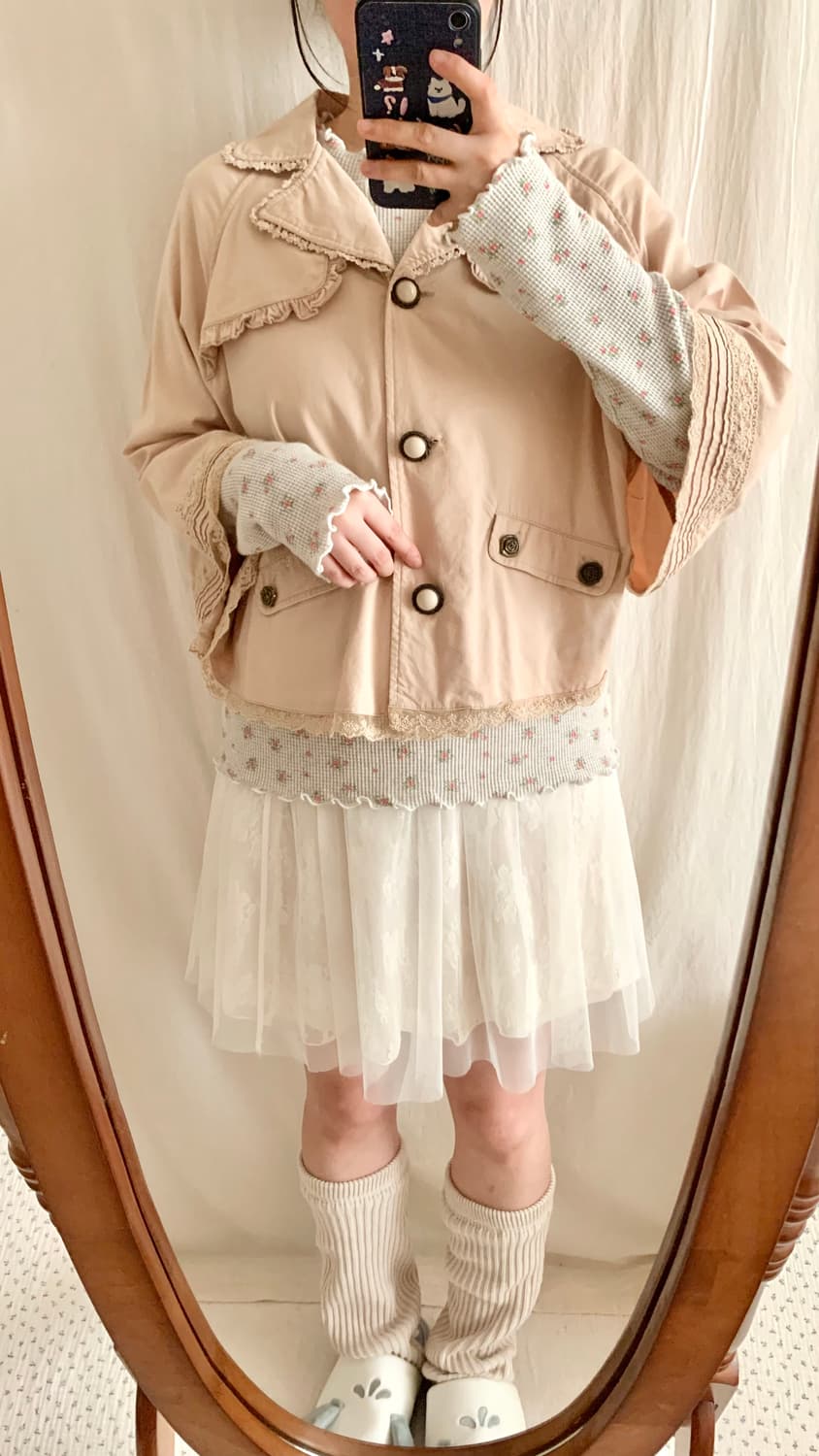 엑시즈팜 레이스 아일렛 트렌치 케이프 상품이미지6