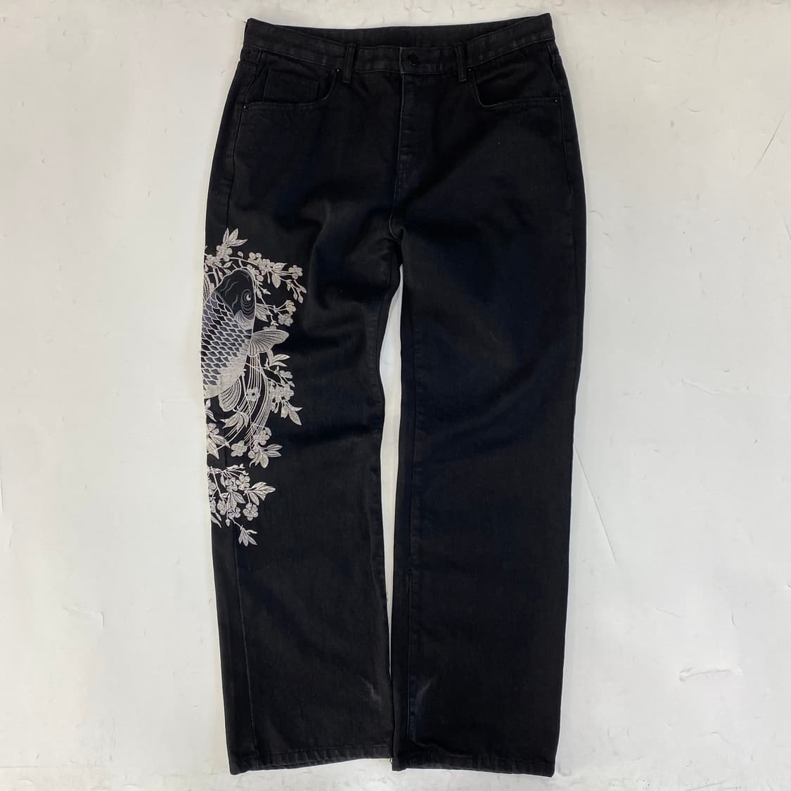 이레즈미 자수 블랙 데님 팬츠 상품이미지3