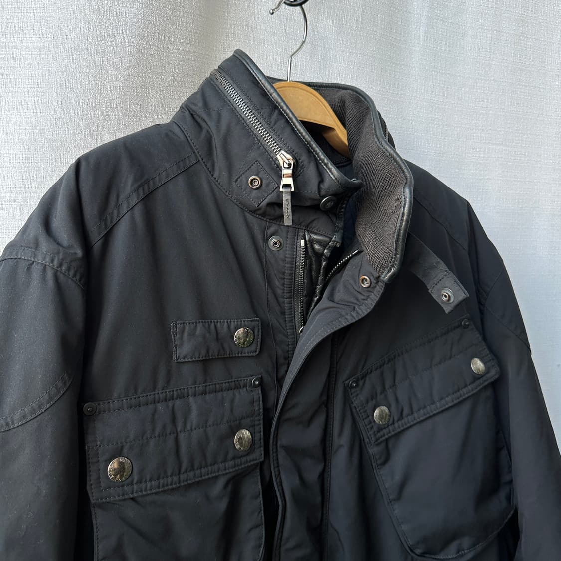 폴로 랄프로렌 소가죽 트림 벨티드 패딩 필드 자켓 블랙 XL 상품이미지4