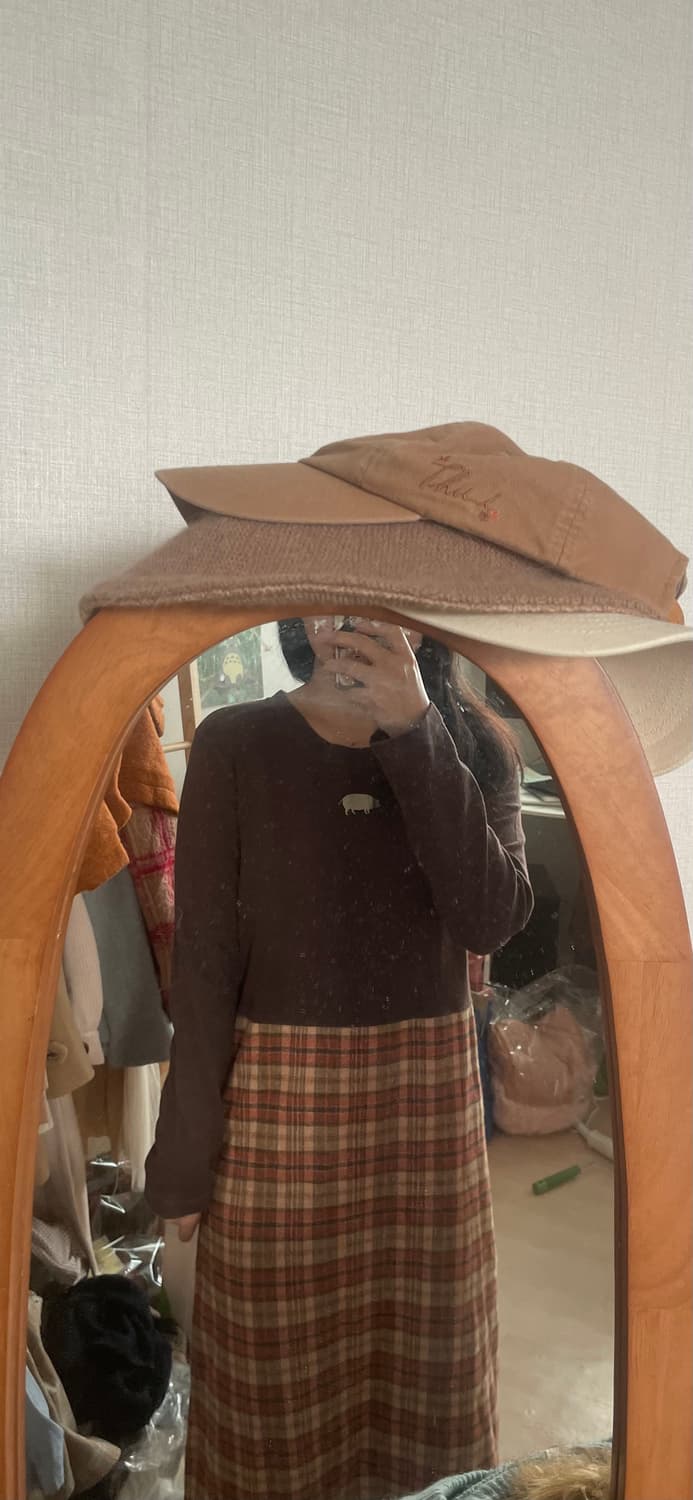 모리걸 빈티지 드럭스토어 롱 체크 원피스🐷🤎 상품이미지5