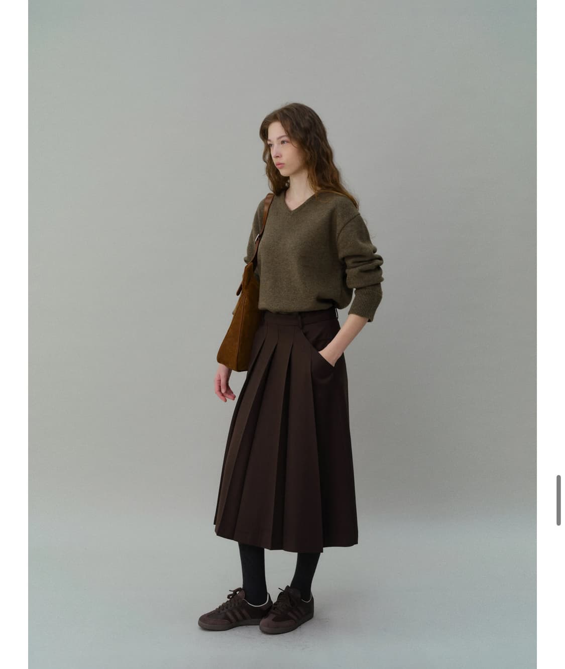 아우브아워 플리츠스커트(브라운,1사이즈) 상품이미지3
